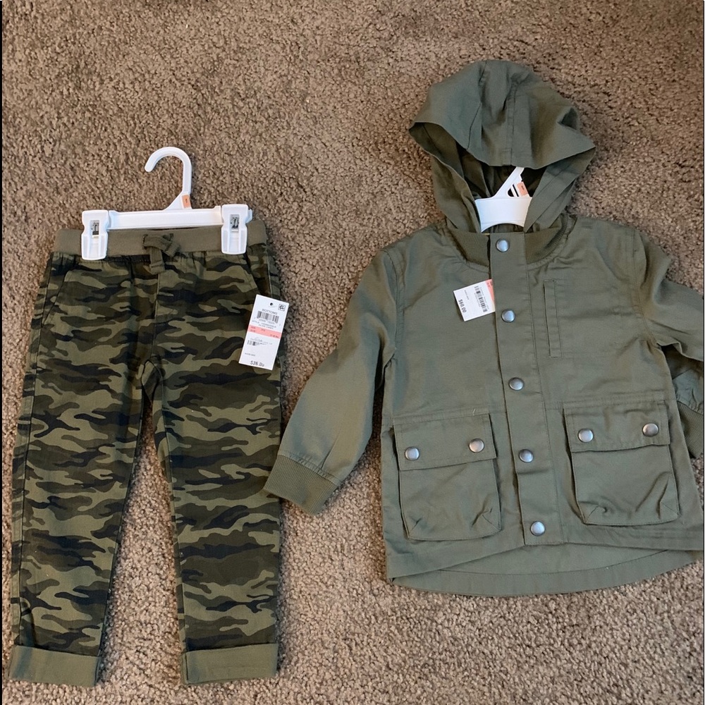 New Stylish Camo  Pants Solid Dark Sprout jacket